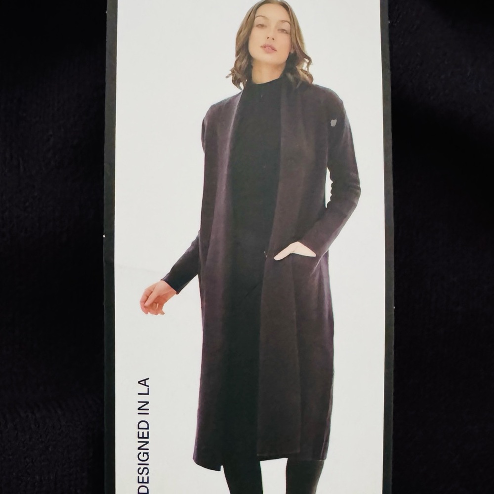 Max Sport Long Cardigan Duster Open Front Sweater w/ Pockets Size Large …